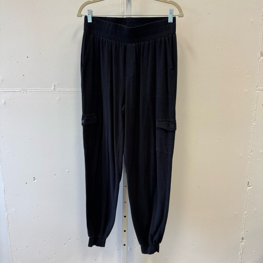 AnyBody Black Cargo Jogger Pants Elastic‎ Waist Cotton Modal XST Tall Loungewear